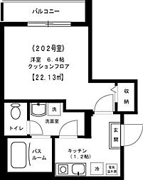 ベルフォート 2階1Kの間取り