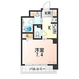 阪急千里線 豊津駅 徒歩3分の賃貸マンション 2階1Kの間取り