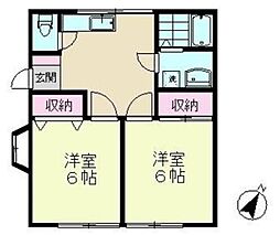 ラフィーネスギタVII 1階2DKの間取り