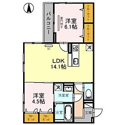 パートリア　ネモフィラ 2階2LDKの間取り