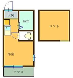 ダイアパレス101 1階ワンルームの間取り
