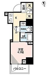 プレール・ドゥーク戸越銀座通り 14階1Kの間取り