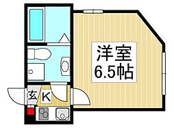 チュウジレジデンス 1Kの間取図画像