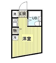 アミューズ上高田II 1階ワンルームの間取り