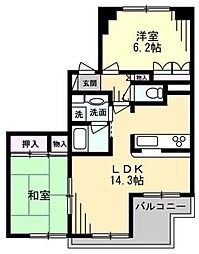 TOHO船堀マンション 2LDKの間取図画像