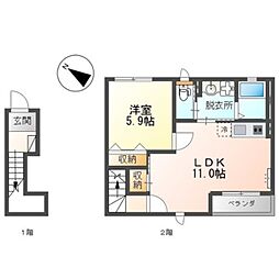 ルナヴォワール 1LDKの間取図画像