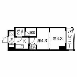 スパシエ蒲田グランドタワー 14階2Kの間取り