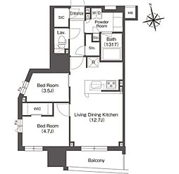 コンフォリア東上野 9階2LDKの間取り