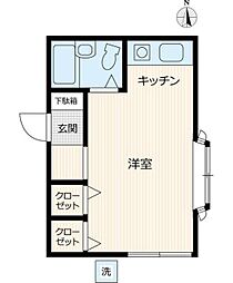 サヅカハイツ 1階ワンルームの間取り