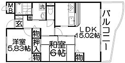 ロイヤルコート香里園 2LDKの間取図画像