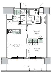 ワンルーフレジデンス西日暮里 2LDKの間取図画像