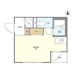 ＤＲホームズ品川戸越 202 2階ワンルームの間取り