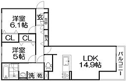 Reve 2LDKの間取図画像
