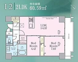 ゼンパレス日本橋 2LDKの間取図画像