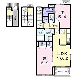 南海線 紀ノ川駅 徒歩32分の賃貸アパート 3階2LDKの間取り