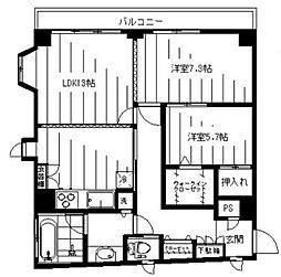 ヴァンヴェール 3階2LDKの間取り