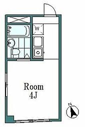 グリーン・ハイツ 2階ワンルームの間取り