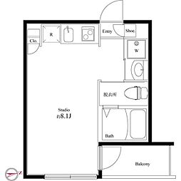 ソレイユ下北沢 1階ワンルームの間取り