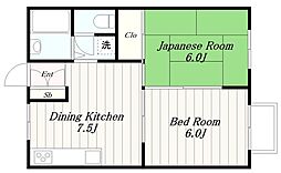 メルベイユ 2DKの間取図画像