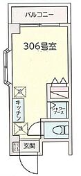中川ビル ワンルームの間取図画像