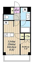 デュオステージ海老名II 1LDKの間取図画像
