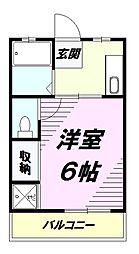 渡ビル 1Kの間取図画像