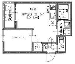ＧＲＡＮＤ ＢＥＡＲ 1階1LDKの間取り