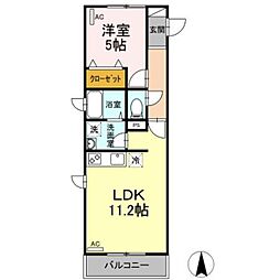 サンテラス市ヶ尾 1LDKの間取図画像