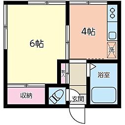 スカイブルー綱島 1Kの間取図画像