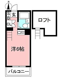 グリーンボックスVIII 2階ワンルームの間取り