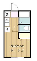 プライムテラス小田急相模原1・B棟 2階ワンルームの間取り