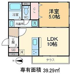 ANNEX 1階1LDKの間取り