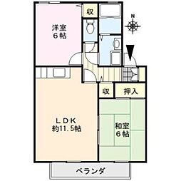 セジュールメゾンB 2LDKの間取図画像