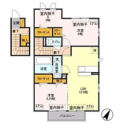 エクレール 2LDKの間取図画像