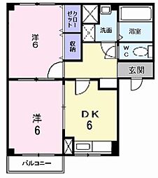 ボンディール1 2DKの間取図画像