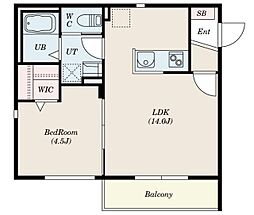 Blanc Cube 赤羽 3階1LDKの間取り