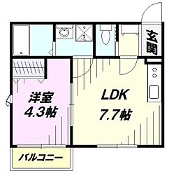 Halele'a Tachikawa 1DKの間取図画像