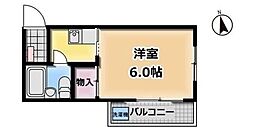 フロンティアブゾー 1Kの間取図画像