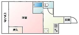 嶋マンション 4階1Kの間取り