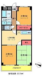 メゾン・リヴィエール 3階3DKの間取り