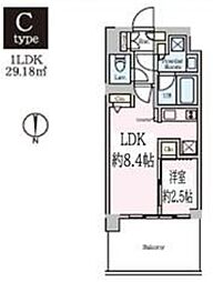 クレストコート東陽町 1LDKの間取図画像