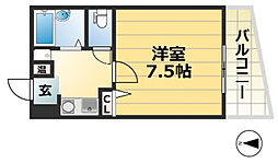 ハイツ村上I 2階1Kの間取り