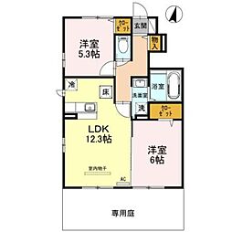 ファヴォーレ　II 1階2LDKの間取り