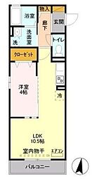 コンフォート 2階1LDKの間取り