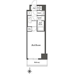 ルクレ墨田緑1 9階1Kの間取り
