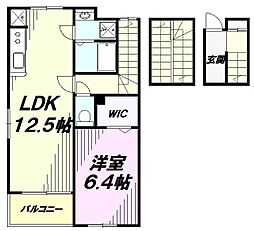 カサ・フェリスB棟 1LDKの間取図画像