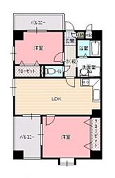 長丘フラッツ 2LDKの間取図画像