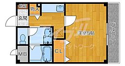 アルバーダ正雀 2階1Kの間取り