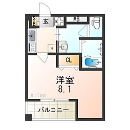 阪急神戸本線 武庫之荘駅 徒歩11分の賃貸マンション 1階1Kの間取り