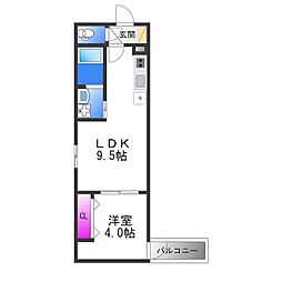 Muses花園本町 1LDKの間取図画像